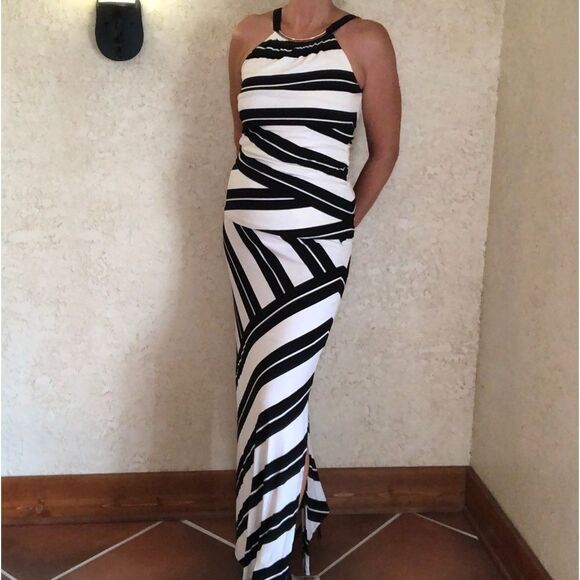 White House Black Market Stripped Maxi Skirt and Matching Halter Top - Picture 1 of 15